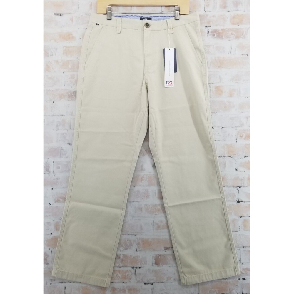 NWT Cutter & Buck Beckett Dress Pant Sand Khaki Men's 32W x 30L Cotton